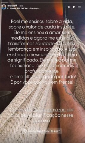 Bruno Monteiro refletiu sobre o filho que morreu antes do parto • Instagram/Bruno Monteiro