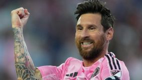 Lionel Messi celebrando gol pelo Inter Miami na MLS