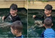 Em meio à briga judicial, Murilo Huff mostra aula de natação do filho