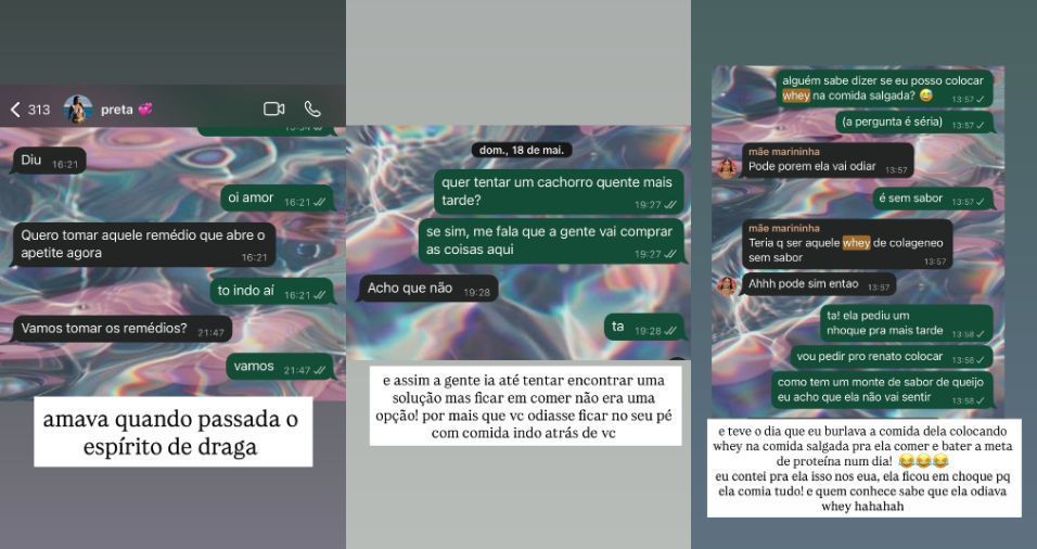 Jude Paulla mostrou conversas com a amiga Preta Gil, que morreu no domingo (20) • Instagram/Jude Paulla