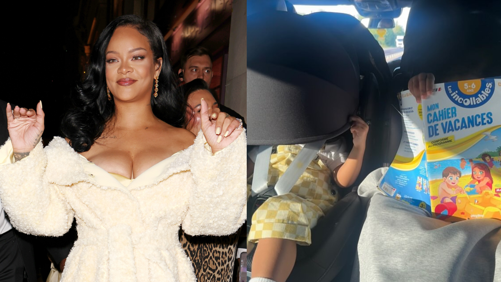 No registro, um dos pequenos está segurando um livro em francês e o outro cobrindo a cabeça com o encosto do assento