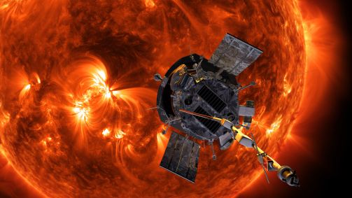 Ilustração da Sonda Solar Parker da Nasa se aproximando do Sol