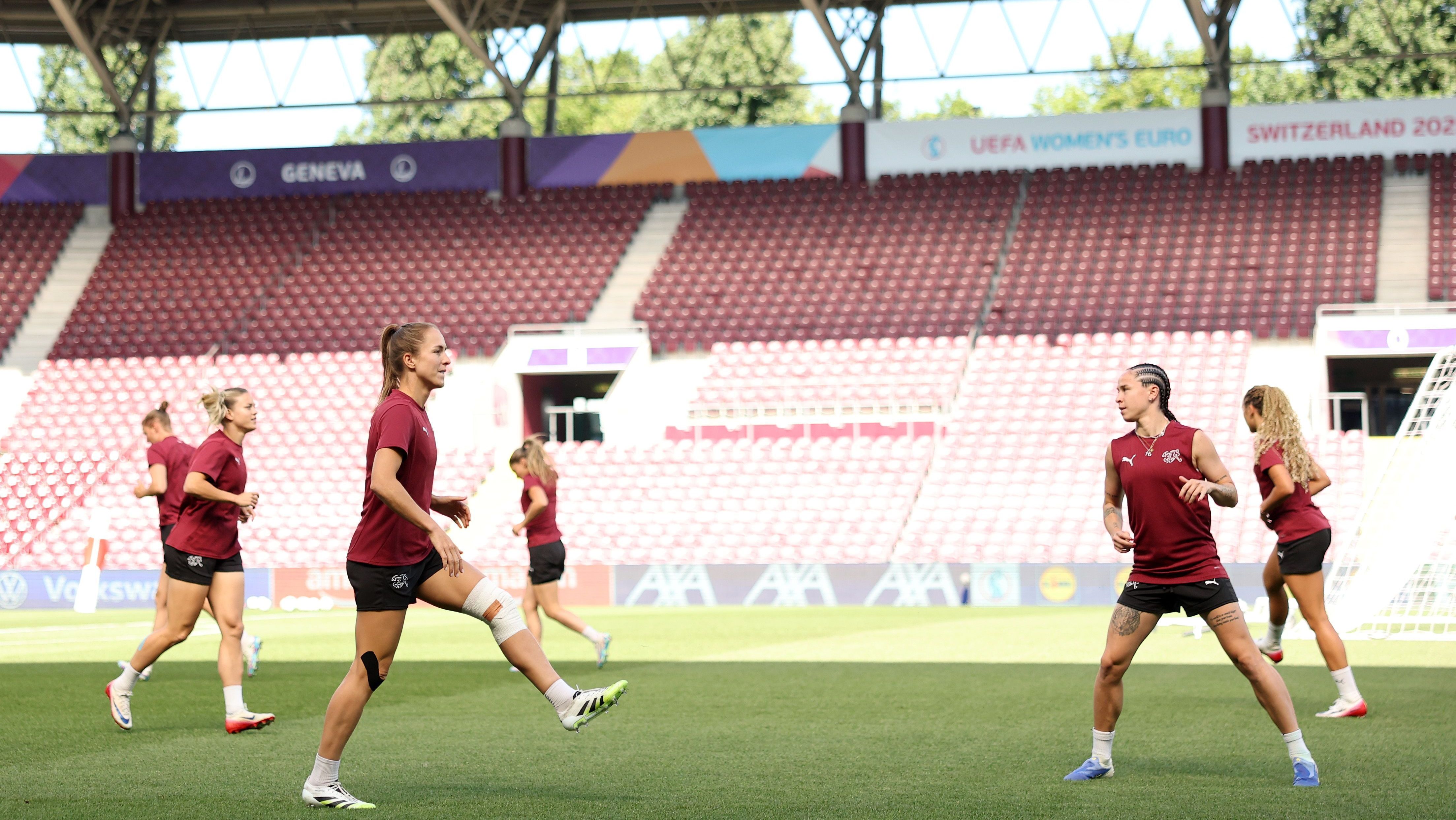Treino da Suíça durante a Eurocopa Feminina