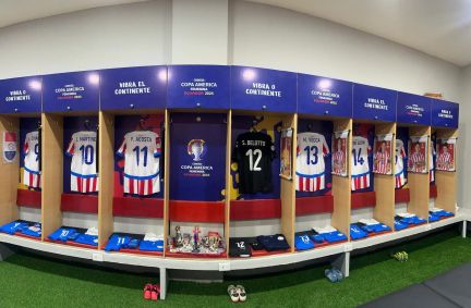 Vestiário do Paraguai para partida contra o Brasil pela Copa América Feminina