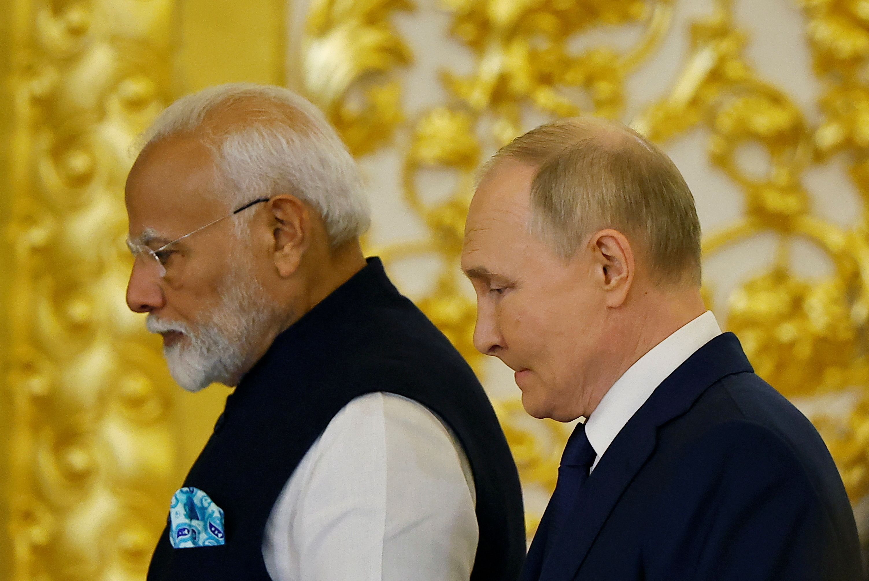 Vladimir Putin e premiê indiano Narendra Modi em Moscou