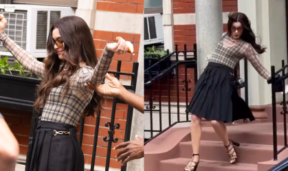 Anne Hathaway brinca sobre queda no set de "O Diabo Veste Prada 2"