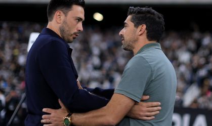 Davide Ancelotti e Abel Ferreira antes de Botafogo x Palmeiras