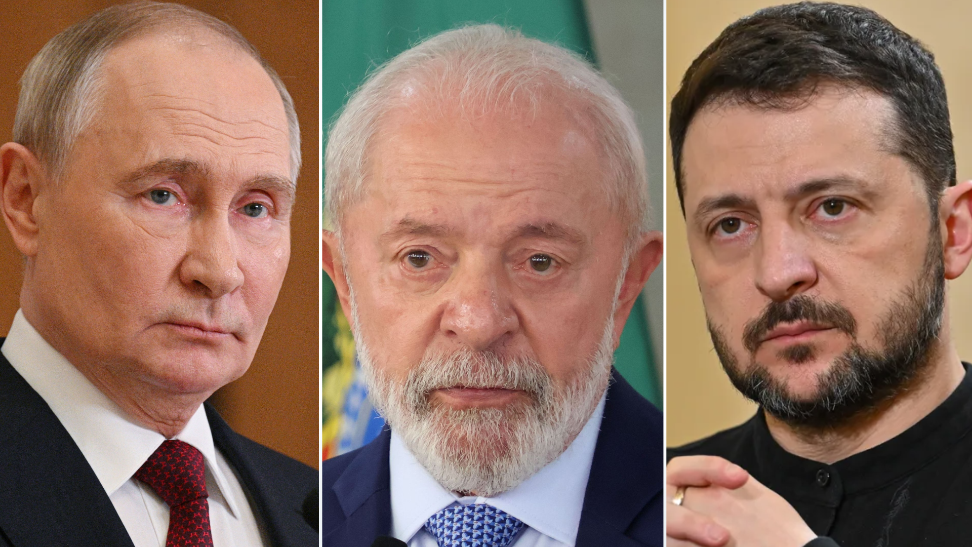Vladimir Putin, Luiz Inácio Lula da Silva e Volodymyr Zelensky