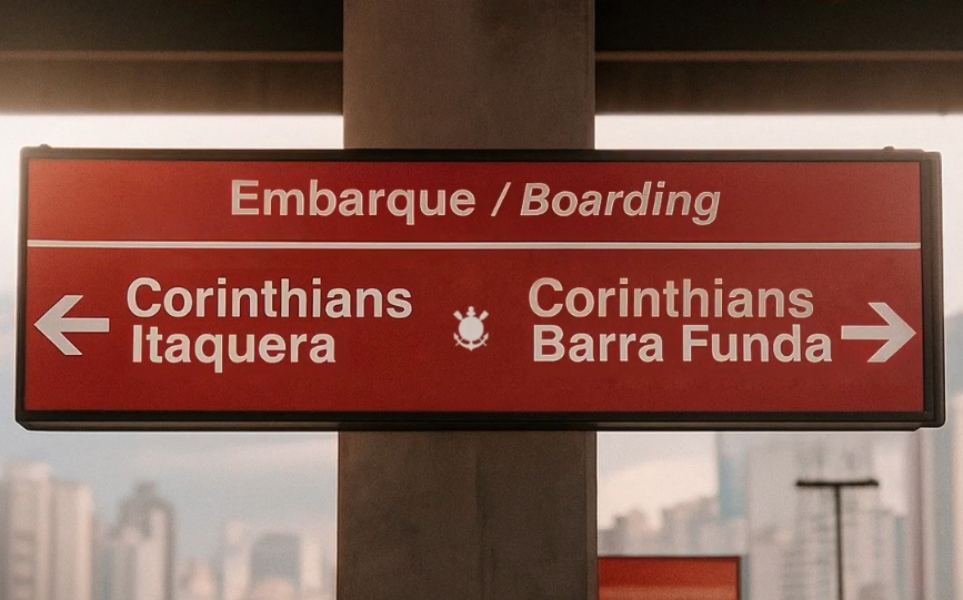Corinthians zoa Palmeiras com placa de metrô