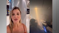 Vídeo: carregador pega fogo em avião e passageira de SC grava momento