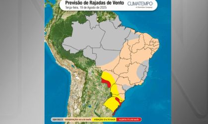 Mapa: ciclone se forma e áreas entram em alerta para ventos de até 90km/h