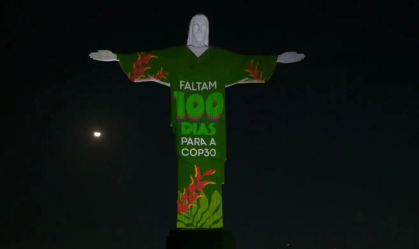 COP30: Cristo Redentor recebe projeção a 100 dias da conferência