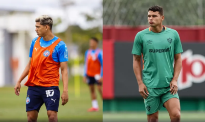 Erick Pulga, do Bahia, e Thiago Silva, do Fluminense