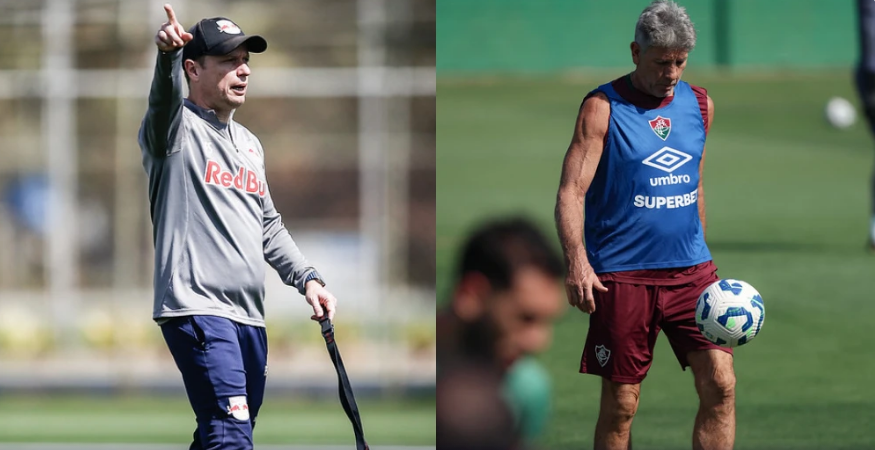 Fernando Seabra e Reanato Gaucho são treinadores do Red Bull Bragantino e Fluminense