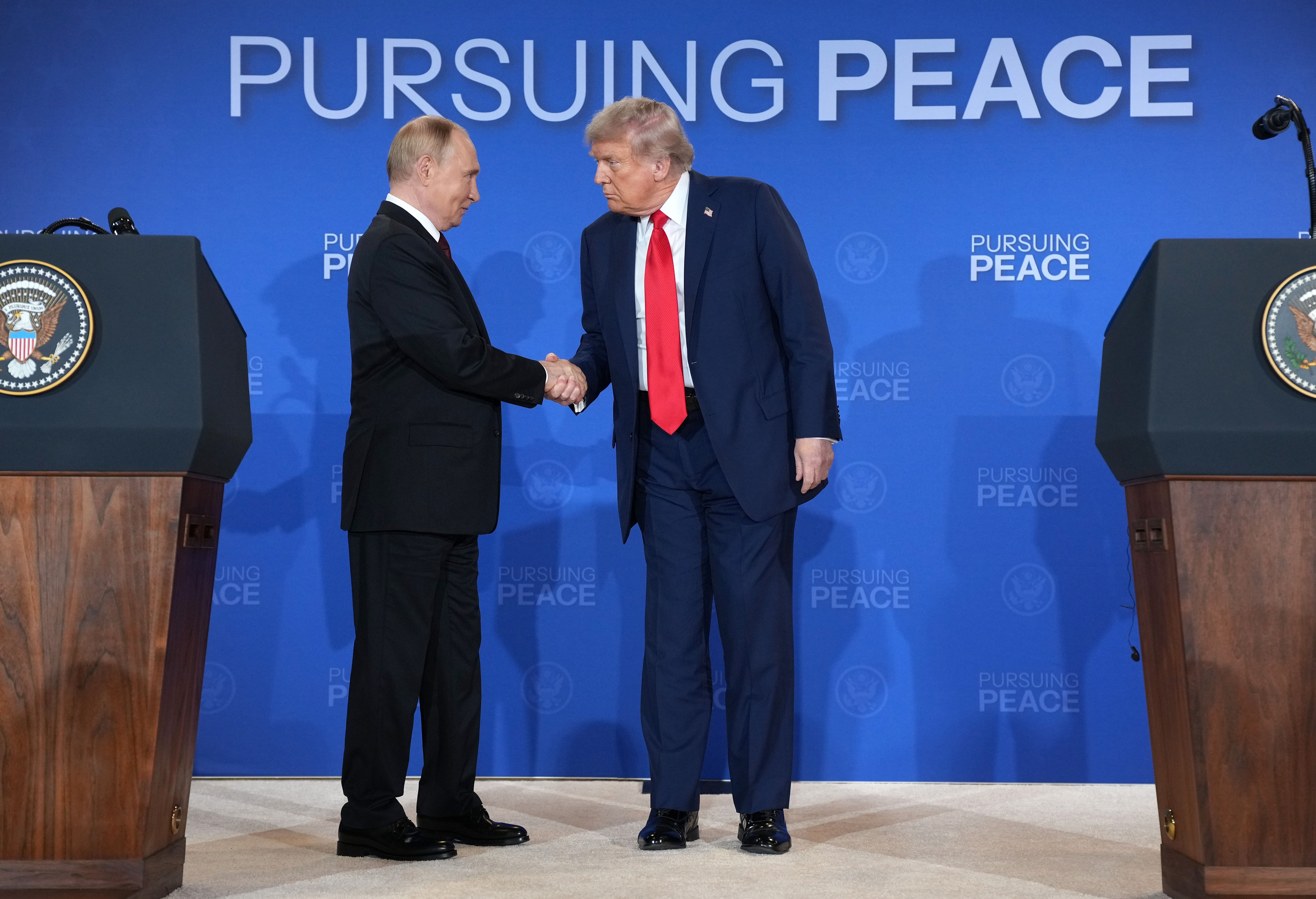 U.S. President Trump And Russian  President Putin Meet On War In Ukraine At U.S. Air Base In Alaska