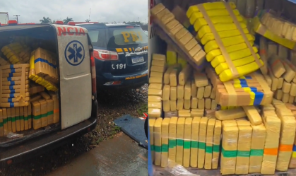 Ambulância falsa é apreendida com 1,5 tonelada de maconha em MS