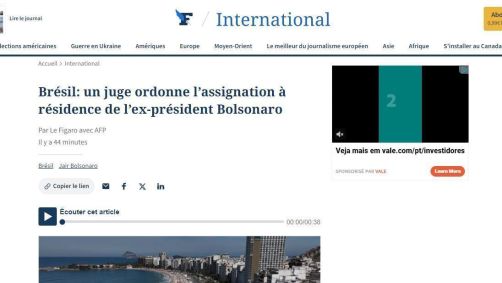 Le Figaro repercute decreto de prisão domiciliar de Jair Bolsonaro