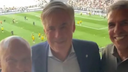 Reinaldo, Ancelotti e Toninho Cerezo na Arena MRV, estádio do Atlético