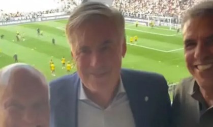 Reinaldo, Ancelotti e Toninho Cerezo na Arena MRV, estádio do Atlético