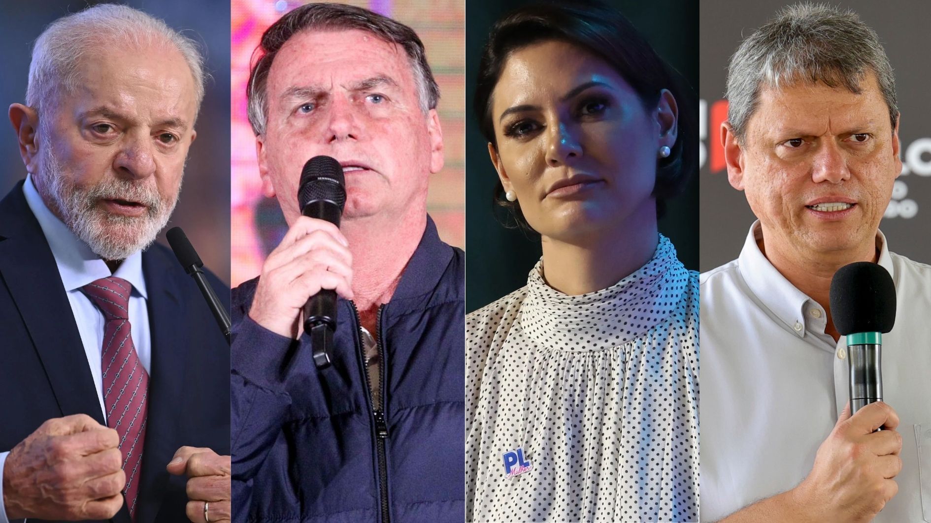 Lula, Bolsonaro, Michelle e Tarcísio