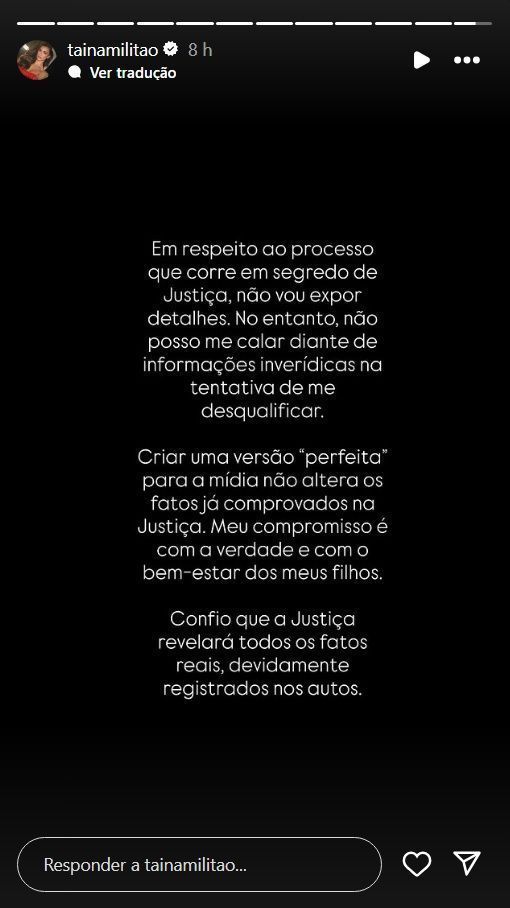 Tainá Castro rebate fala de Léo Pereira nas redes sociais