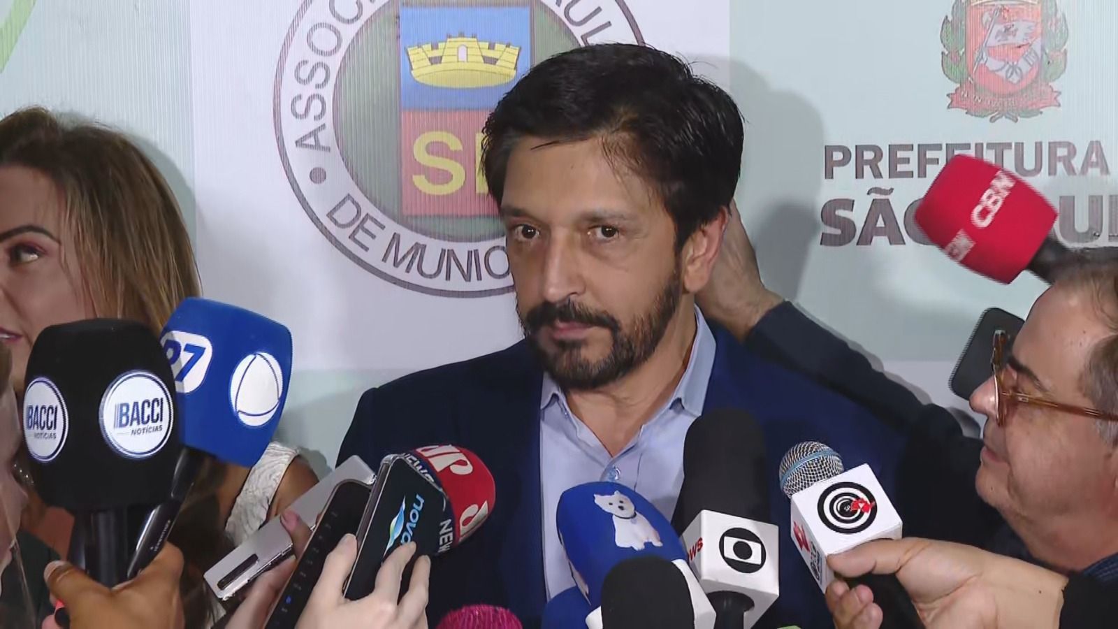 Prefeito de São Paulo, Ricardo Nunes (MDB), em meio ao Congresso Estadual de Municípios, na Mercado Livre Arena Pacaembu