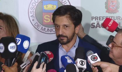 Prefeito de São Paulo, Ricardo Nunes (MDB), em meio ao Congresso Estadual de Municípios, na Mercado Livre Arena Pacaembu