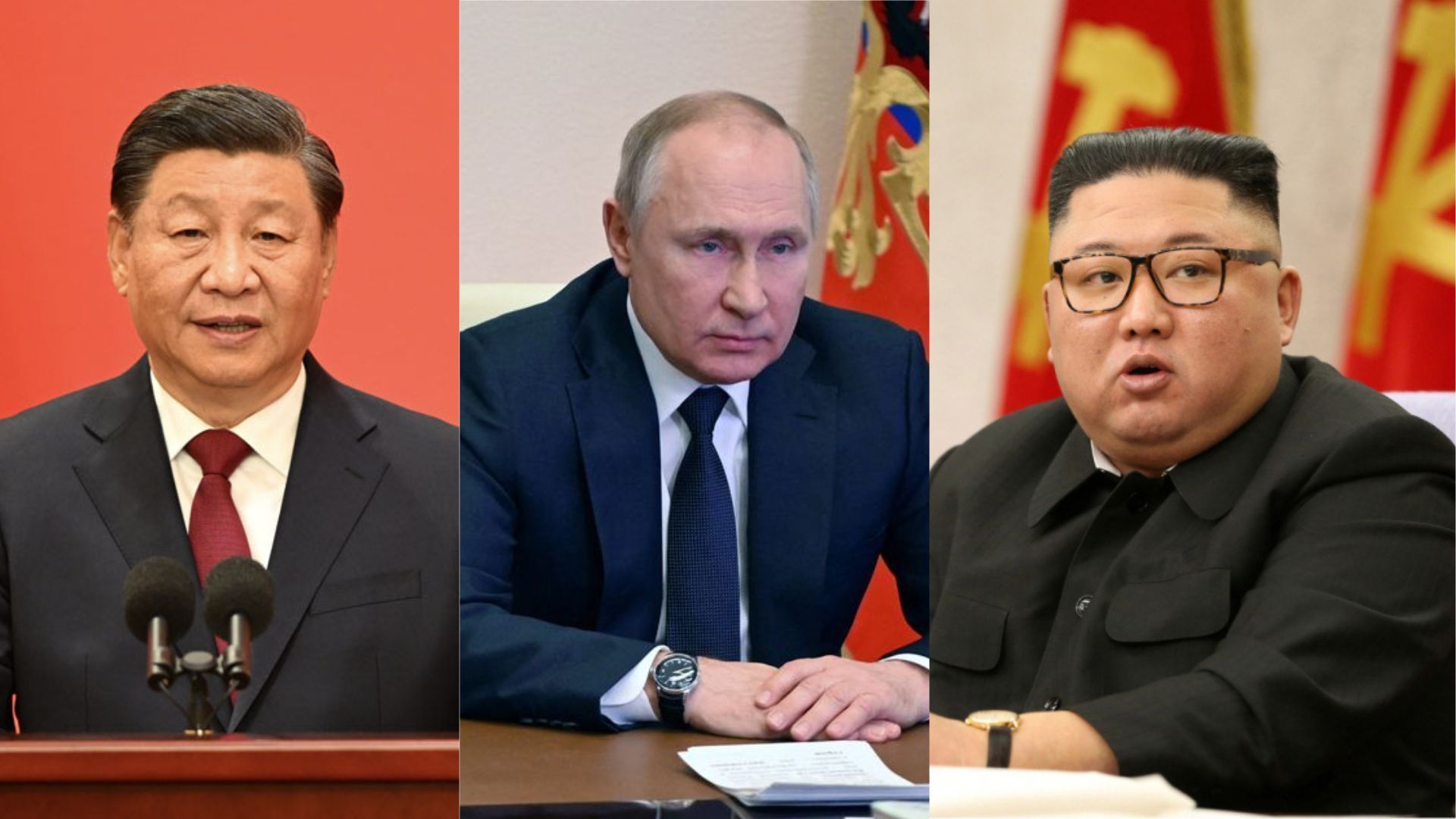 Xi Jinping, Vladimir Putin e Kim Jong Un