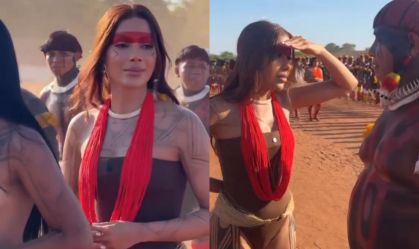 Anitta visita aldeia indígena no Xingu e ganha pinturas tradicionais; veja