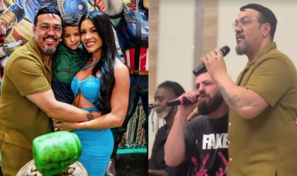 Belo canta em aniversário de filho da nova namorada, Rayane Figliuzzi
