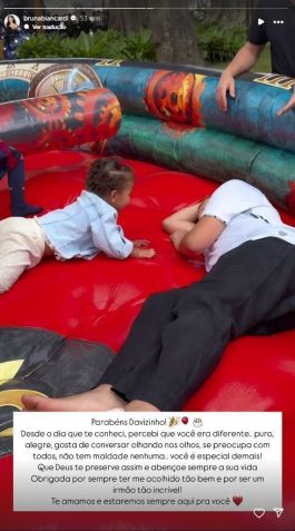 Bruna Biancardi compartilhou um vídeo do menino com a irmã, Mavie, 1 • Instagram/Bruna Biancardi