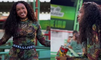 Rainha de bateria, Iza vai à evento da Imperatriz Leopoldinense; confira