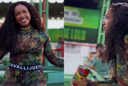 Rainha de bateria, Iza vai à evento da Imperatriz Leopoldinense; confira