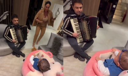 Zezé Di Camargo toca sanfona para filha com Graciele: "Show particular"