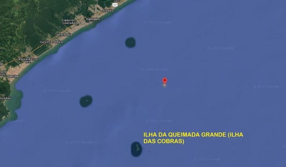 Local do último registro da embarcação, segundo as coordenadas recebidas pela Marinha • Reprodução/CNN