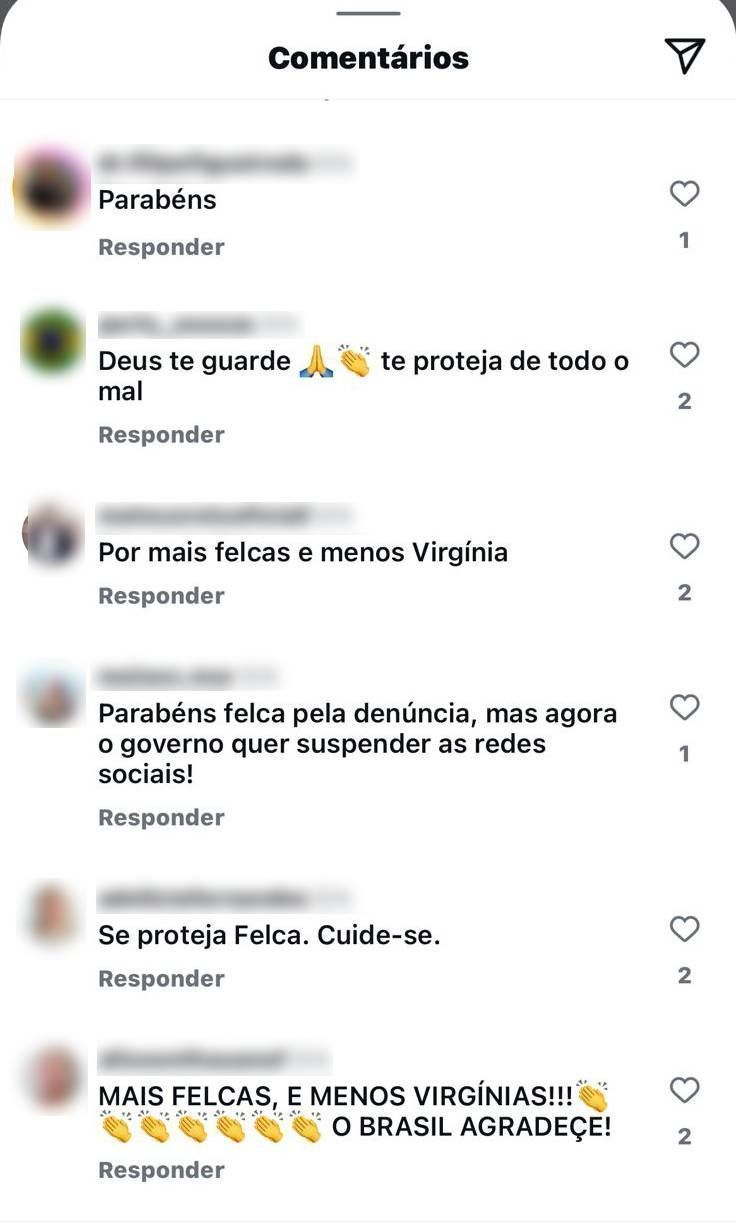 Seguidores deixaram agradecimentos nas redes sociais do youtuber Felca • Instagram/Felca