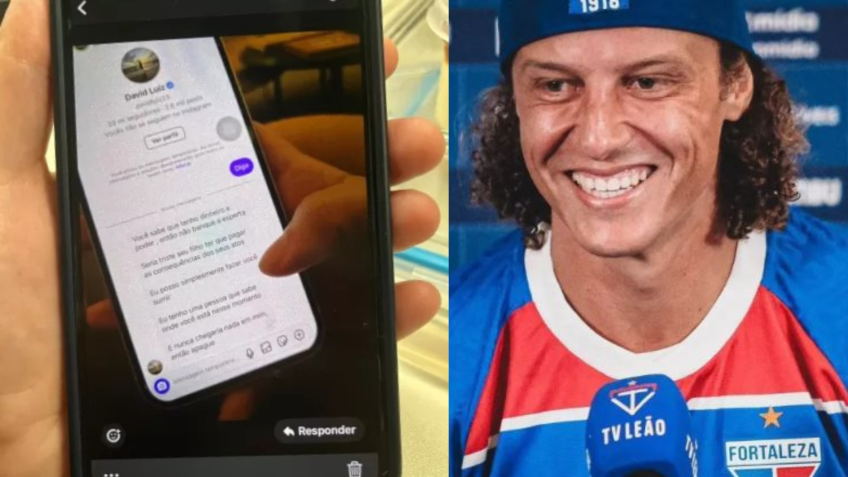 Imagem mostra mensagens que David Luiz enviou à Francisca Karollainy Barbosa Cavalcante • Reprodução