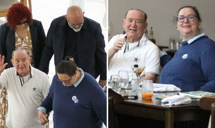 Paparazzi flagra Renato Aragão em passeio com a esposa no shopping