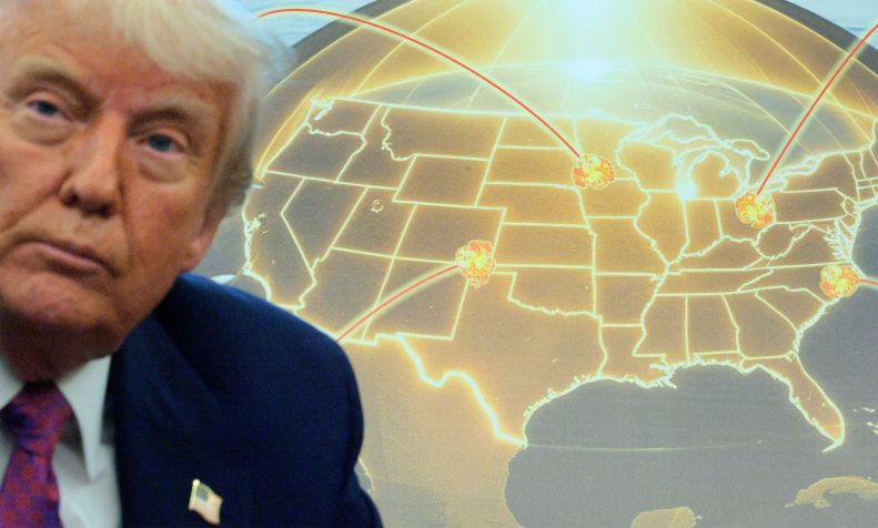 Trump durante discurso sobre o Domo de Ouro em maio • Chip Somodevilla/Getty Images/File via CNN Newsource