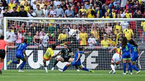 Momento do gol de Linda Caicedo, da Colômbia, na final da Copa América Feminina