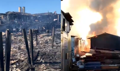 Incêndio atinge comunidade em Santos (SP); mulher morreu carbonizada