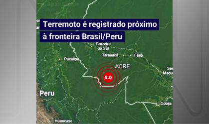 Terremoto de 5,0 graus na escala Richter é registrado na fronteira do Brasil