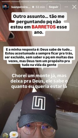 Luan Pereira explicou ausência na Festa do Peão de Barretos • Instagram/Luan Pereira