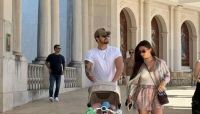 Luan Santana passeia com filha e Jade Magalhães em Portugal