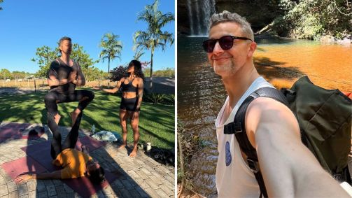 Lucas Lima mostra fotos de retiro de yoga