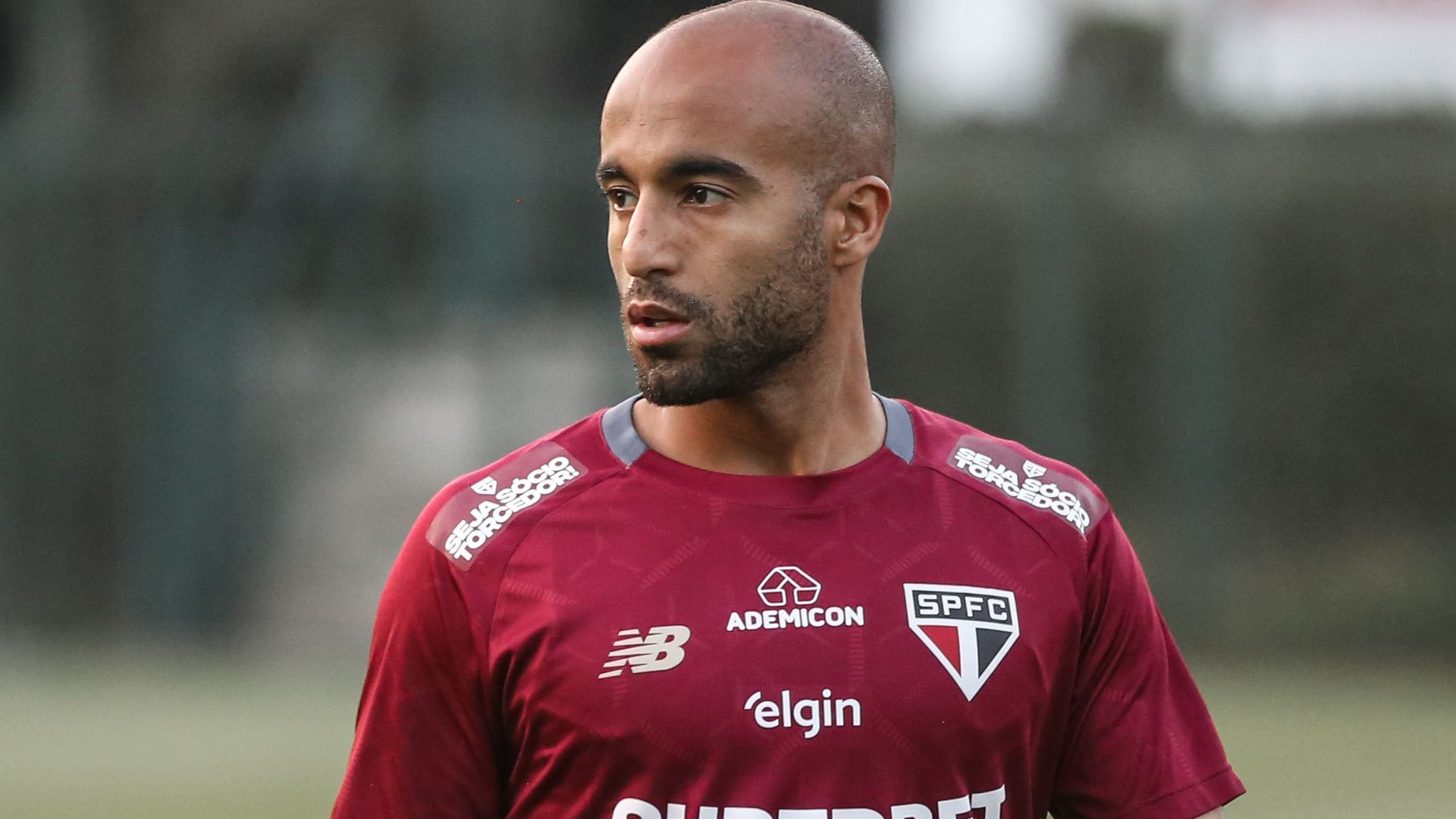 Lucas Moura em treino do São Paulo