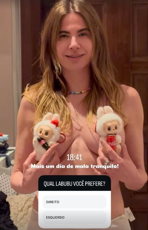 Luciana Gimenez faz topless com Labubus