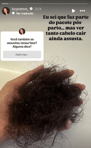 Lucy Ramos mostrou intensidade da queda capilar • Instagram/Lucy Ramos