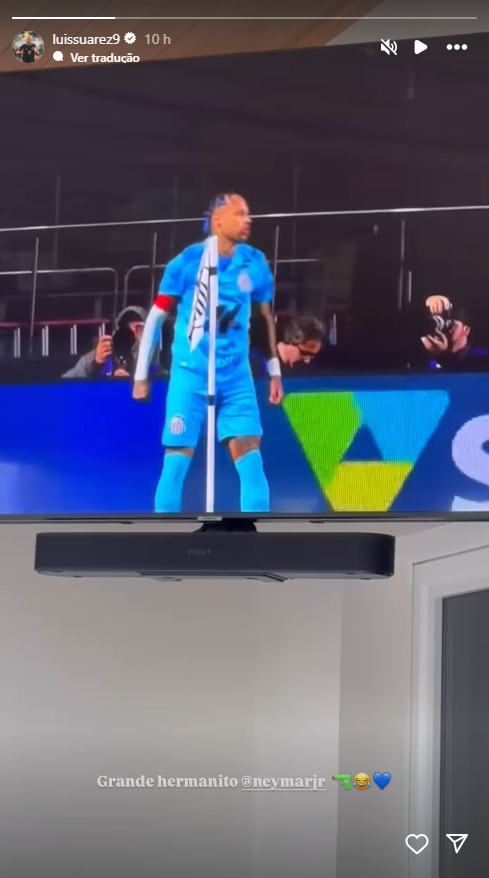 Luis Suárez publicou um vídeo de Neymar comemorando gol contra o Juventude