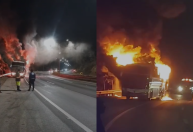 Vídeo: ônibus com torcedores do Cruzeiro pega fogo após jogo em MG